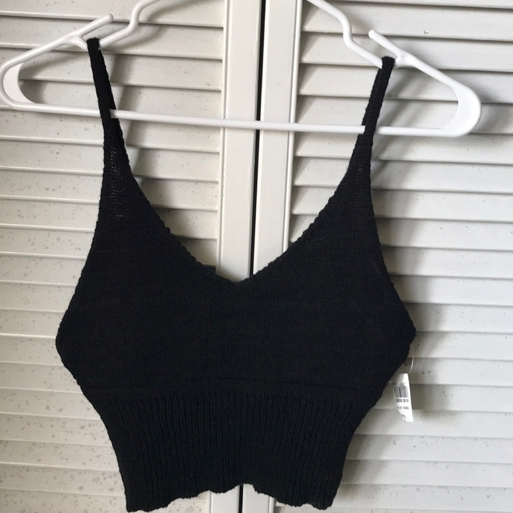 Black Cropped Tank, Pinched Waste NWT